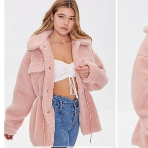 Forever 21 Faux Shearling Toggle Drawstring Coat